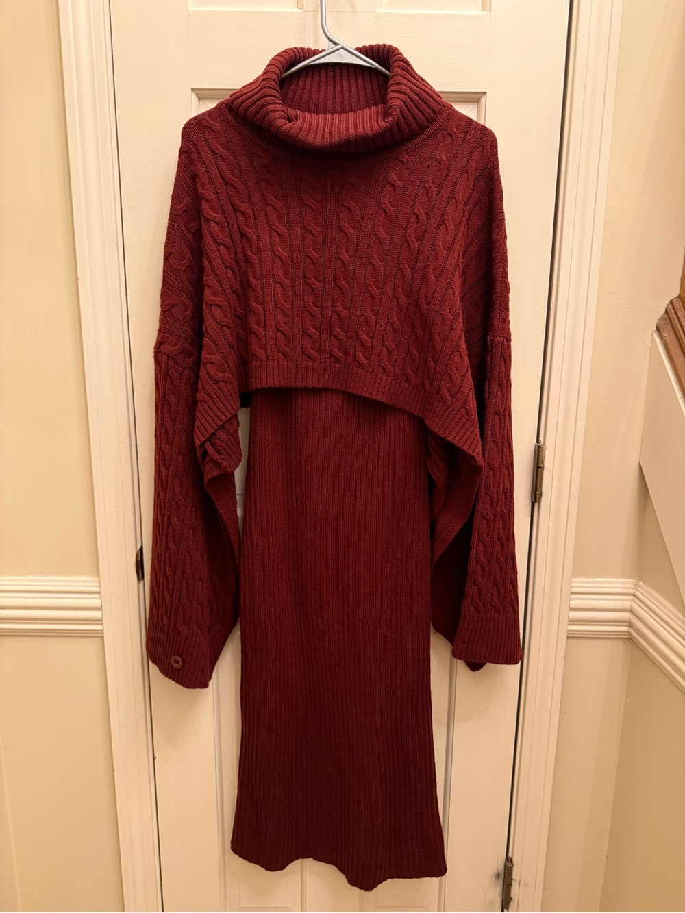 Fashion Nova Burgundy 2 Piece Sweater Dress Set Size L